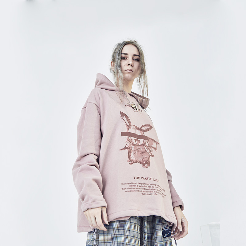 harshandcruel 手绘连帽卫衣情侣动漫印花神奇宝贝老秦同款