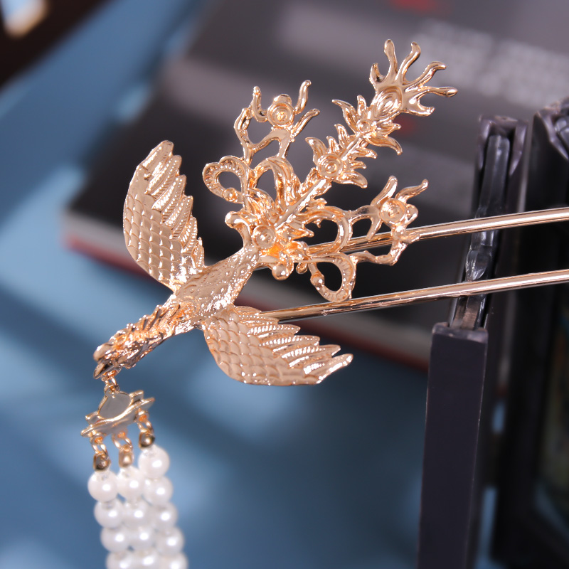 古风明制汉服凤凰钗女偏凤配饰发簪盘发古装发饰