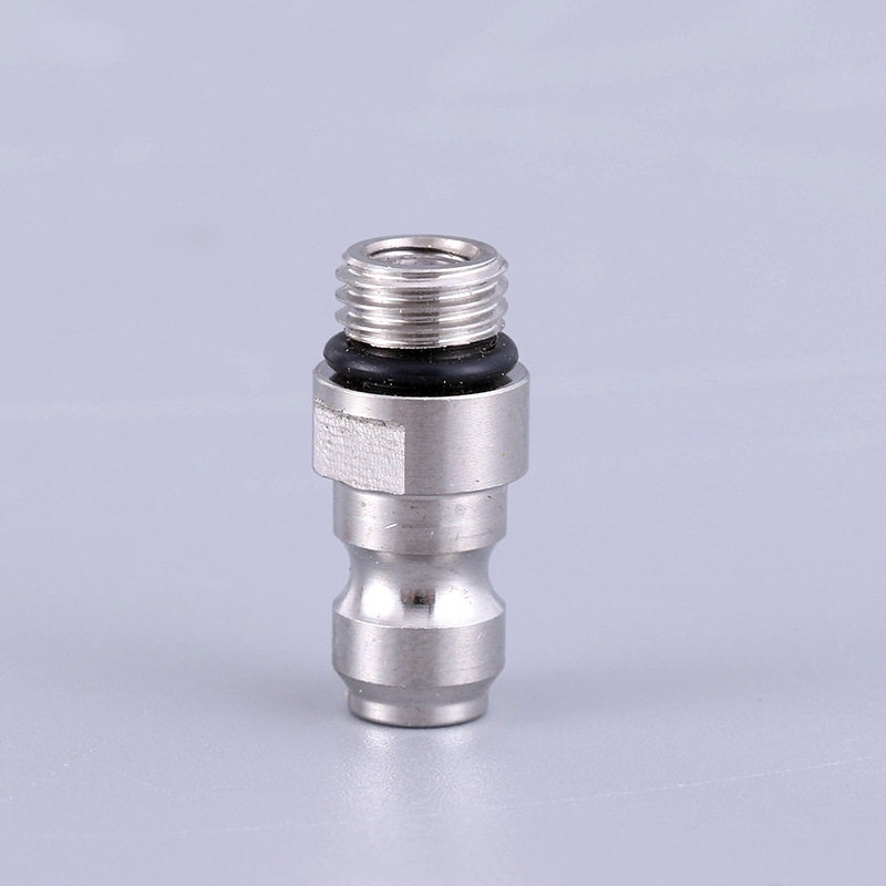 8mm快接 充气公头 充气嘴 进气嘴 m8*1螺纹 不锈钢带单向阀止回阀_双