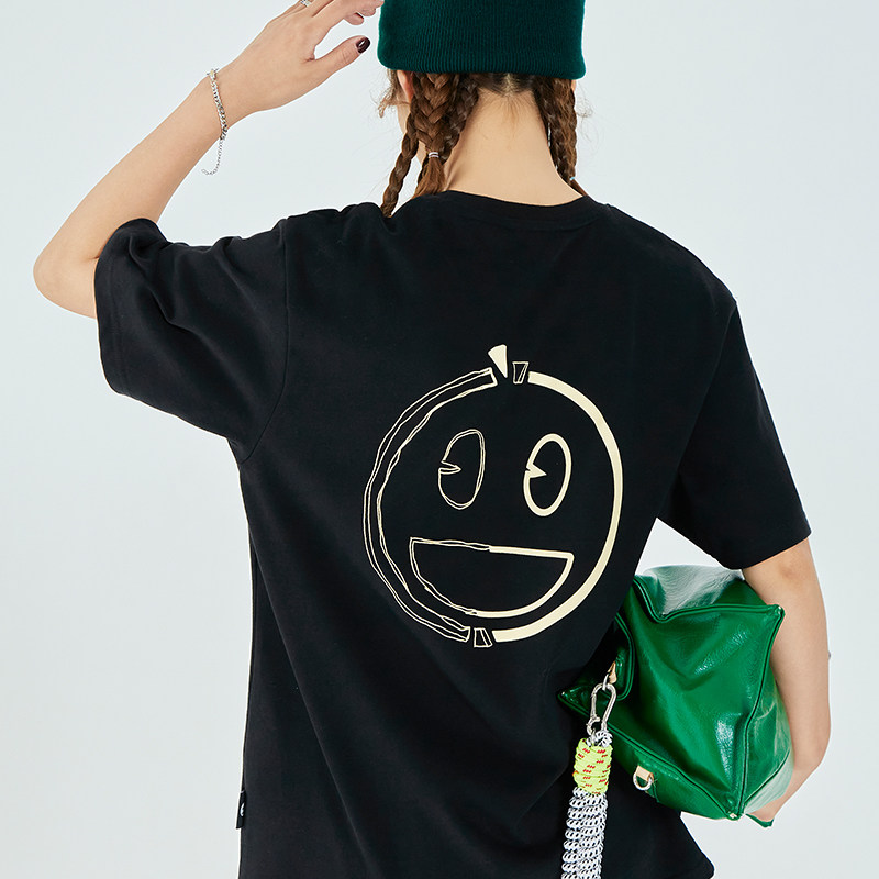 emoji男女潮牌宽松纯棉女同春夏季表情短袖笑脸t恤