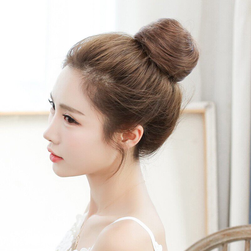 真发丸子头假发包小丸子花苞头女直发圈蓬松自然发圈