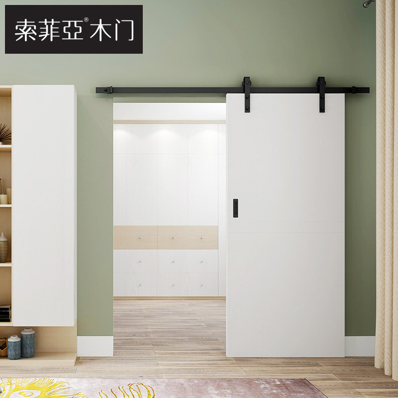 索菲亚木门室内门吊轨推拉门房间简约白色套装玻璃卧室门