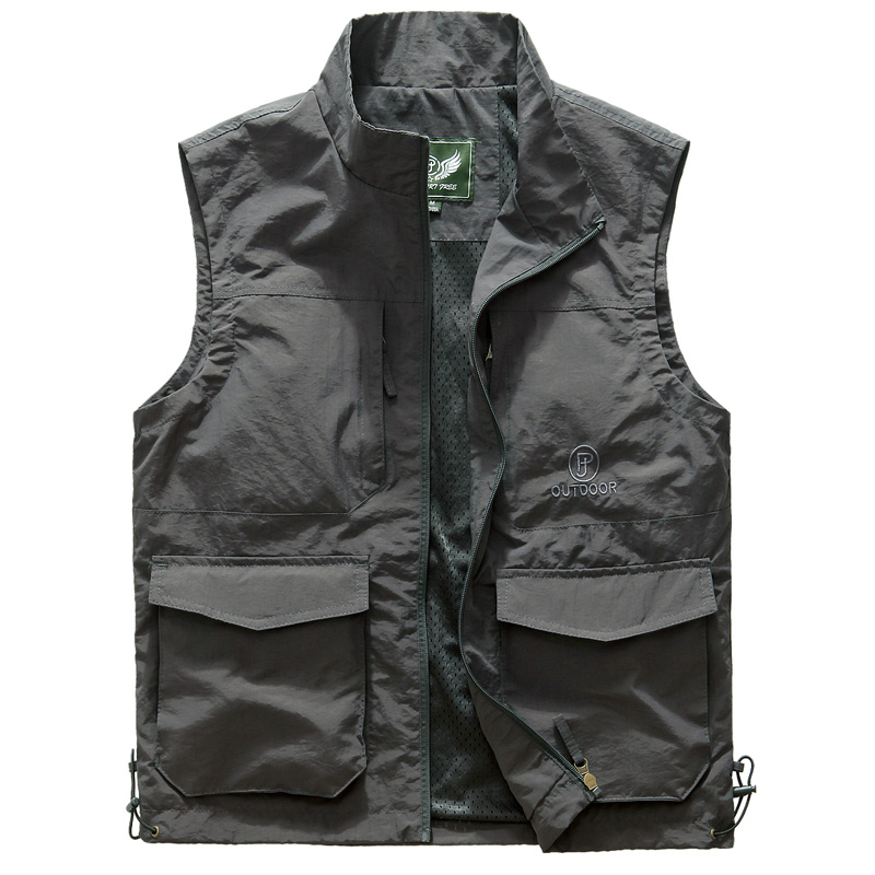 户外马甲男夏季薄款背心男士时尚工装休闲摄影多口袋钓鱼马夹立领
