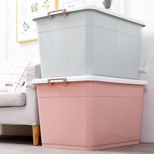 Storage box plastic extra large clothes finishing box thickening clearance large box home with cover storage box Storage box plastic extra large clothes finishing box thickening clearance large box home with cover storage box