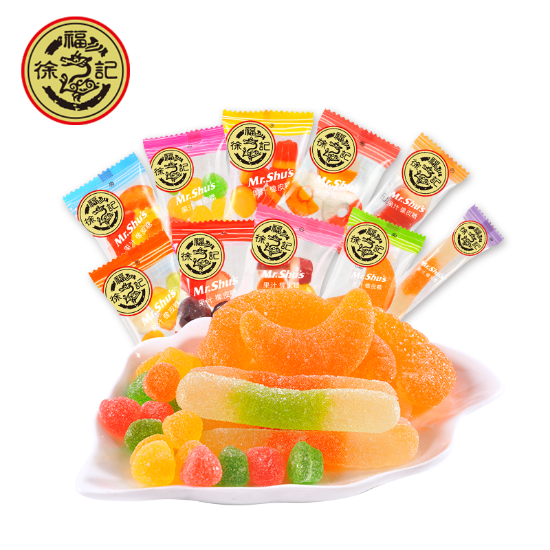 徐福记果汁橡皮糖500g散装儿童零食qq水果软糖传统糖果