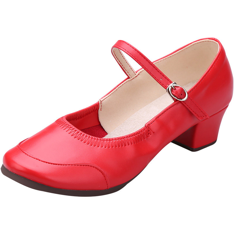 舞鞋跳舞演出紫米雪红色舞蹈鞋广场广场舞交谊舞比赛广场舞鞋