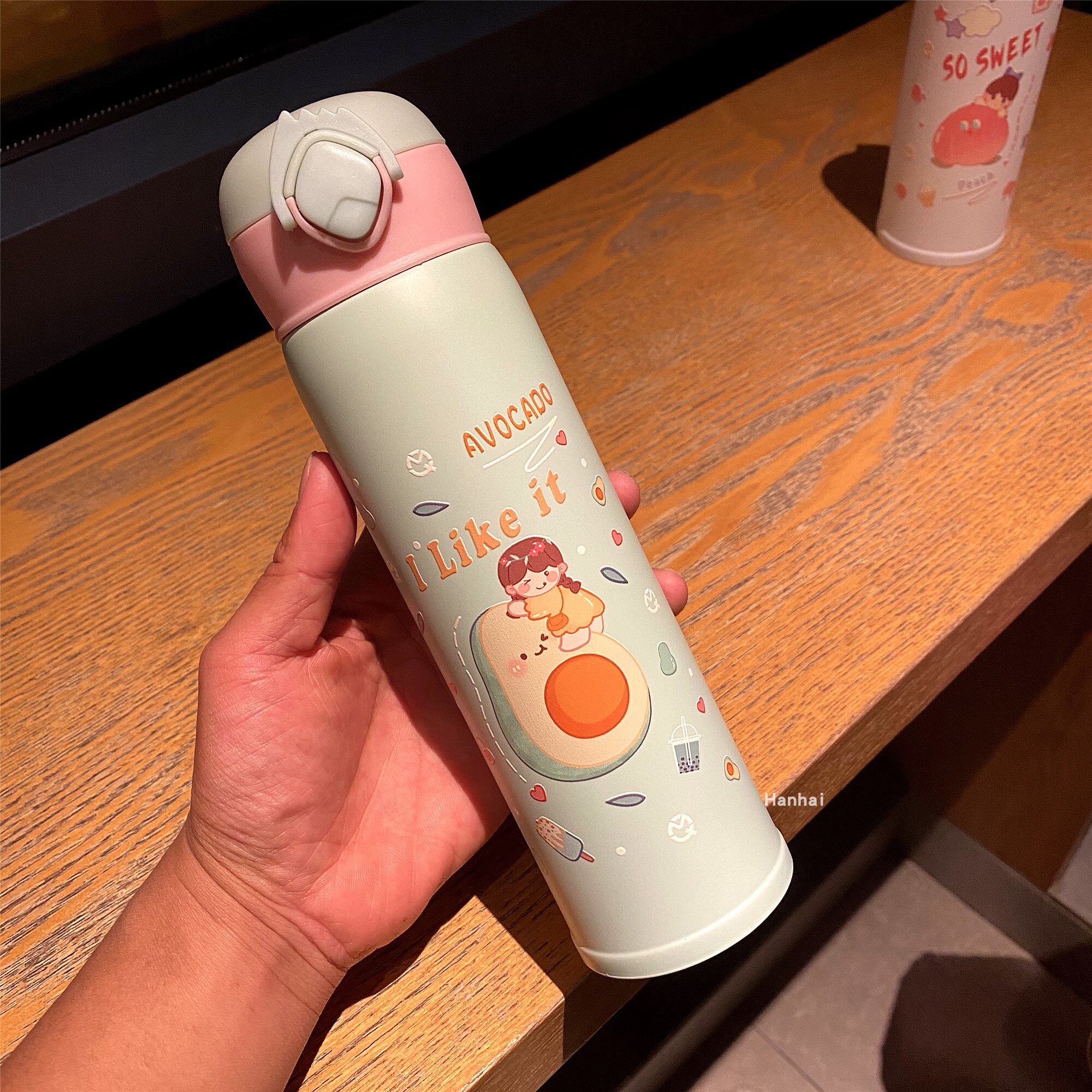 便携创意超萌女生保温杯可爱少女心ins高颜值弹跳盖水杯可斜挎