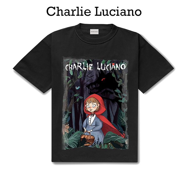 Charlie Luciano小红帽印花男士短袖t恤潮流cl体恤情侣宽松上衣