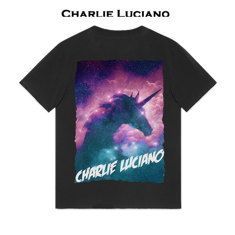 Charlie Luciano独角兽插画2022新款印花男潮短袖纯棉t恤宽松潮牌