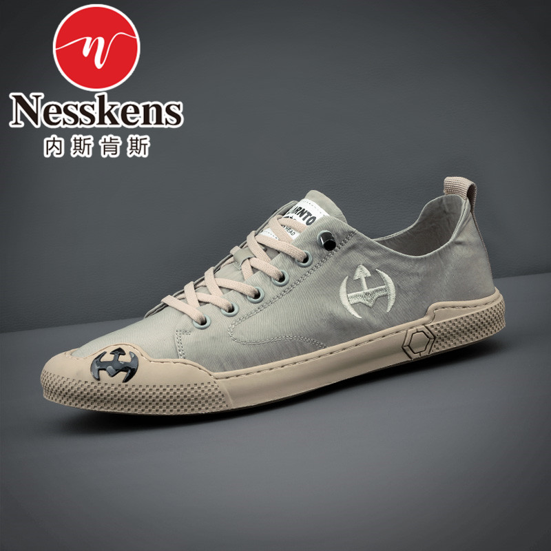 内斯肯斯帆布鞋夏季薄款男士个性舒适简约潮流透气软底时尚休闲鞋