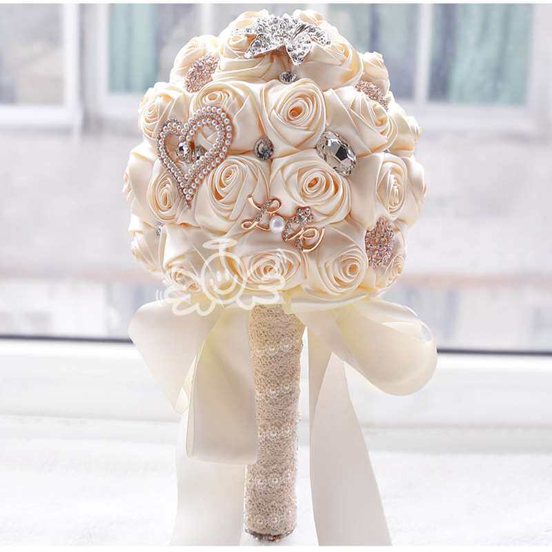 白色手捧新娘结婚高档水晶珍珠韩式礼物伴娘新娘手捧花