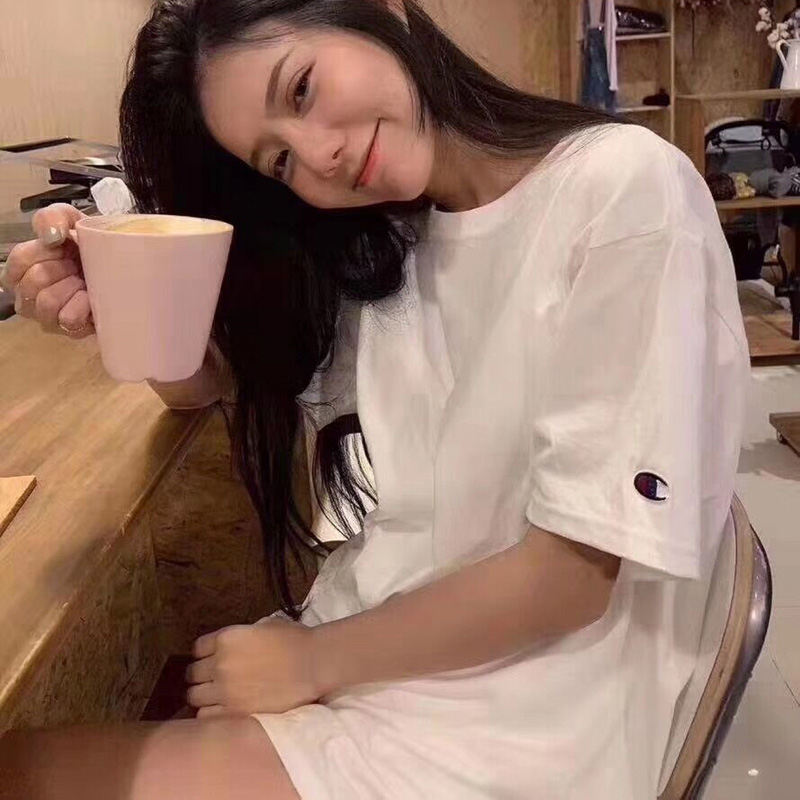 Champion冠军正品潮牌男女情侣刺绣小标草写打底衫基础短袖t恤夏