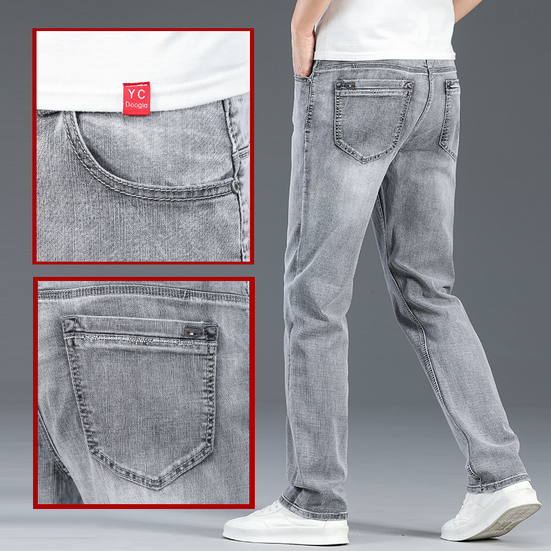 2022年新款浅灰色牛仔裤男士直筒宽松休闲男裤灰白春秋款直简长裤
