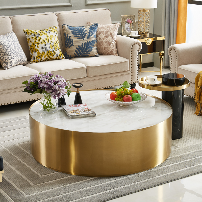 现代轻奢大理石圆形茶几简约客厅创意茶桌小户茶几