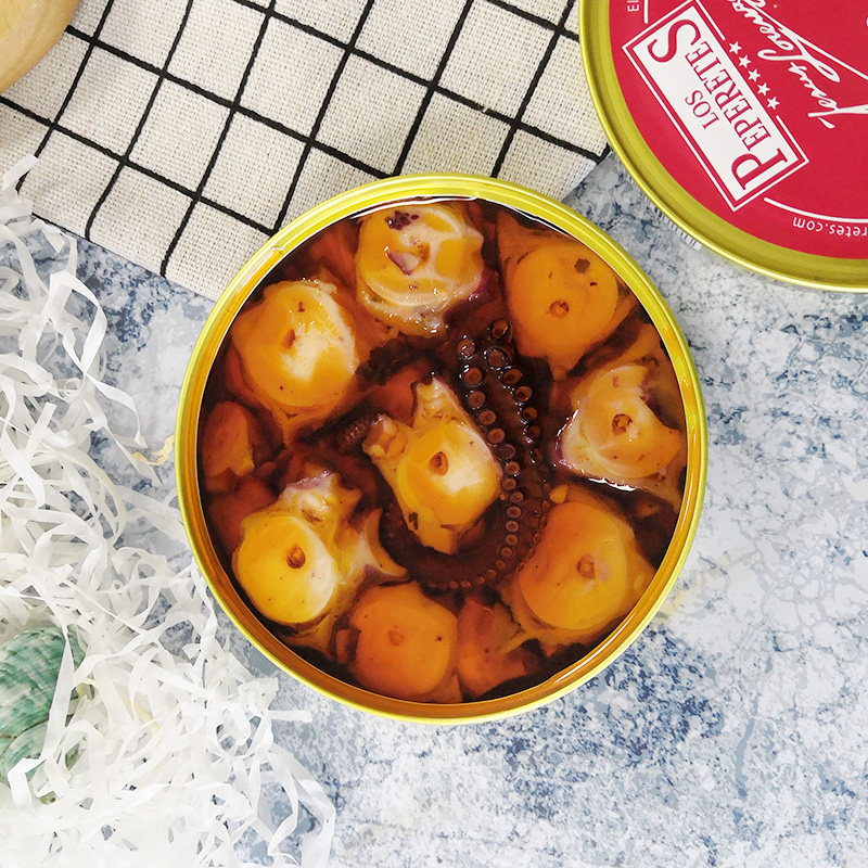 西班牙进口海鲜熟食罐装红椒章鱼罐头即食120g鱼类罐头