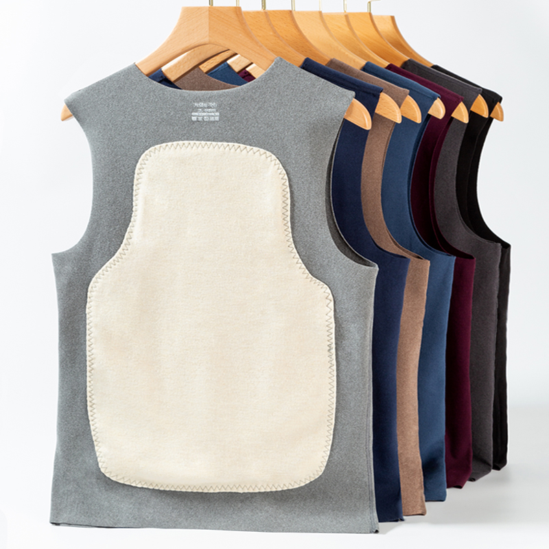 蚕丝德绒无痕保暖背心男士春秋冬内穿加绒加厚无袖打底衫坎肩马甲