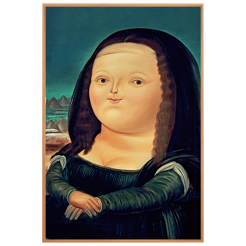 胖版蒙娜丽莎装饰画小众人物可爱搞笑名宿现代装饰画