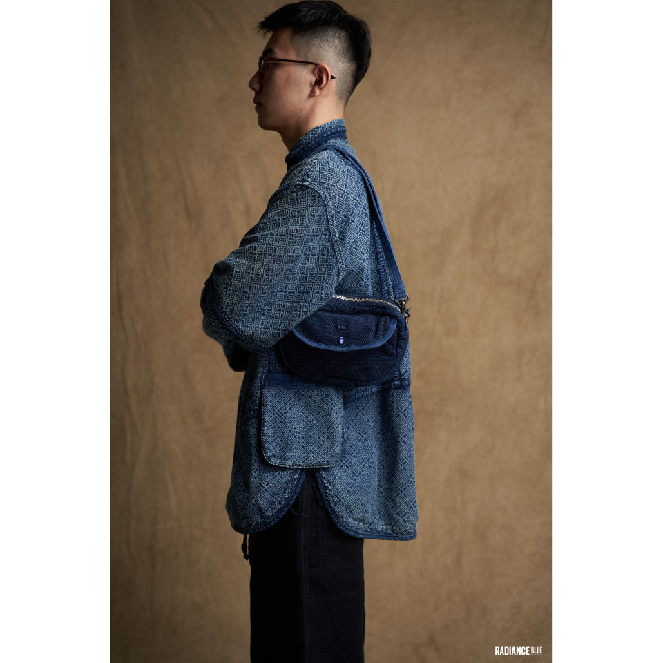 porterclassic秋冬新品剑道面料单肩包男radiance-blue男士包袋