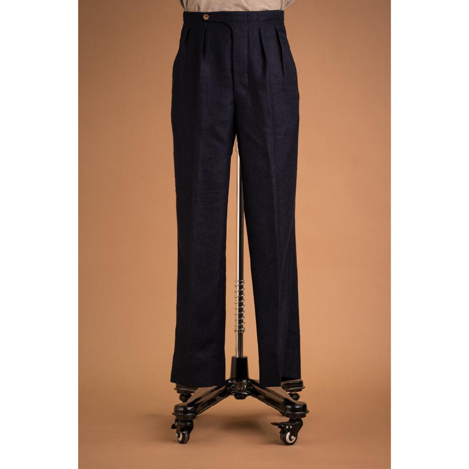 motivmotivmfg新品混纺哔叽反褶连腰头正统西裤radianceblue西裤