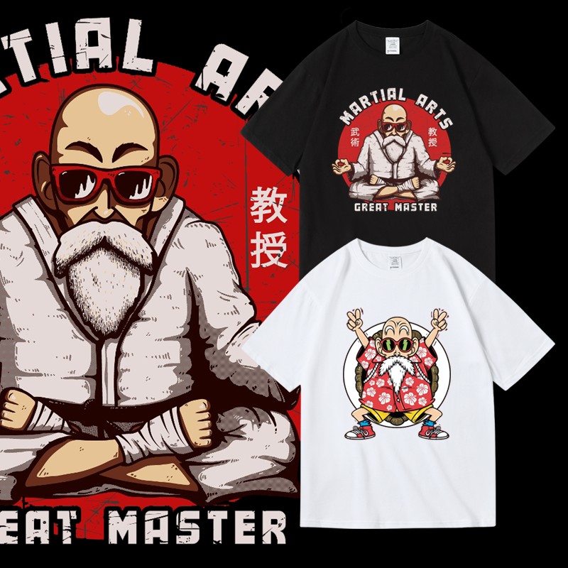 日系复古动漫龙珠武天龟仙人印花周边衣服纯棉圆领短袖T恤男女bf
