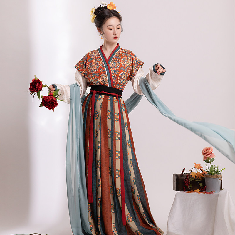 仙楚原创汉服女灵川唐制中国风交领唐褙齐腰襦裙汉服