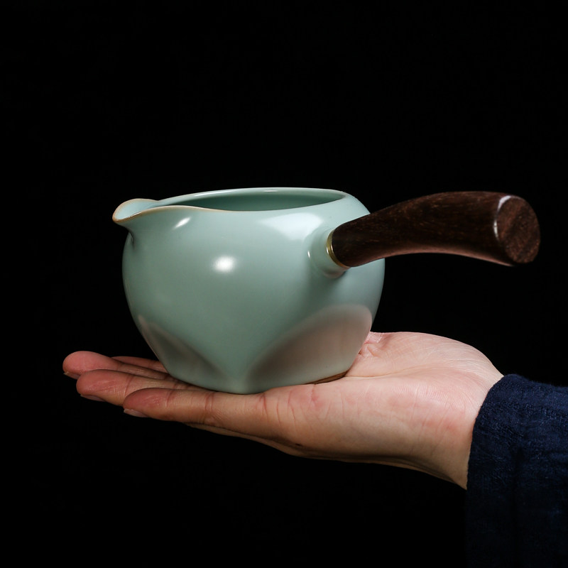 汝窑陶瓷茶道汝瓷防烫茶具功夫茶功夫杯茶海实木茶海