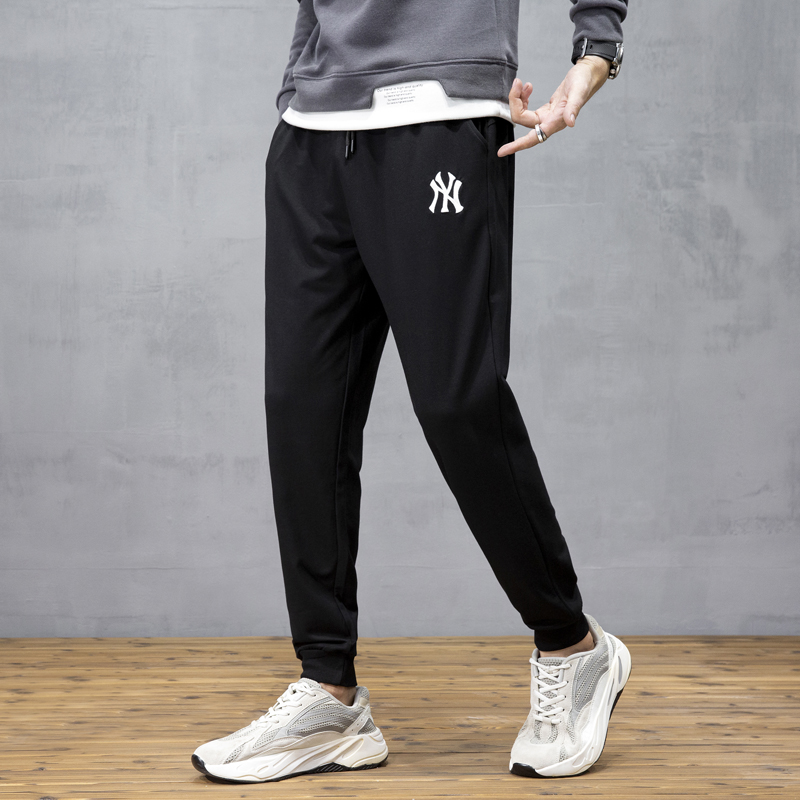 潮牌纯棉运动裤男士春秋款休闲长裤宽松束脚卫裤大码夏季薄款裤子