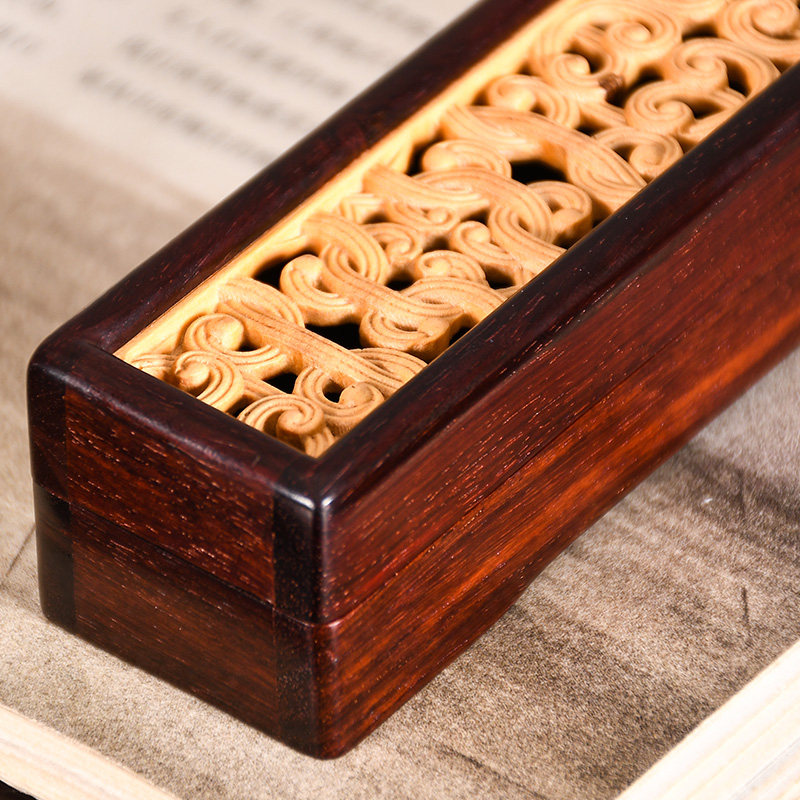 香炉印度小叶叶紫檀香盒中国风复古实木木线木雕