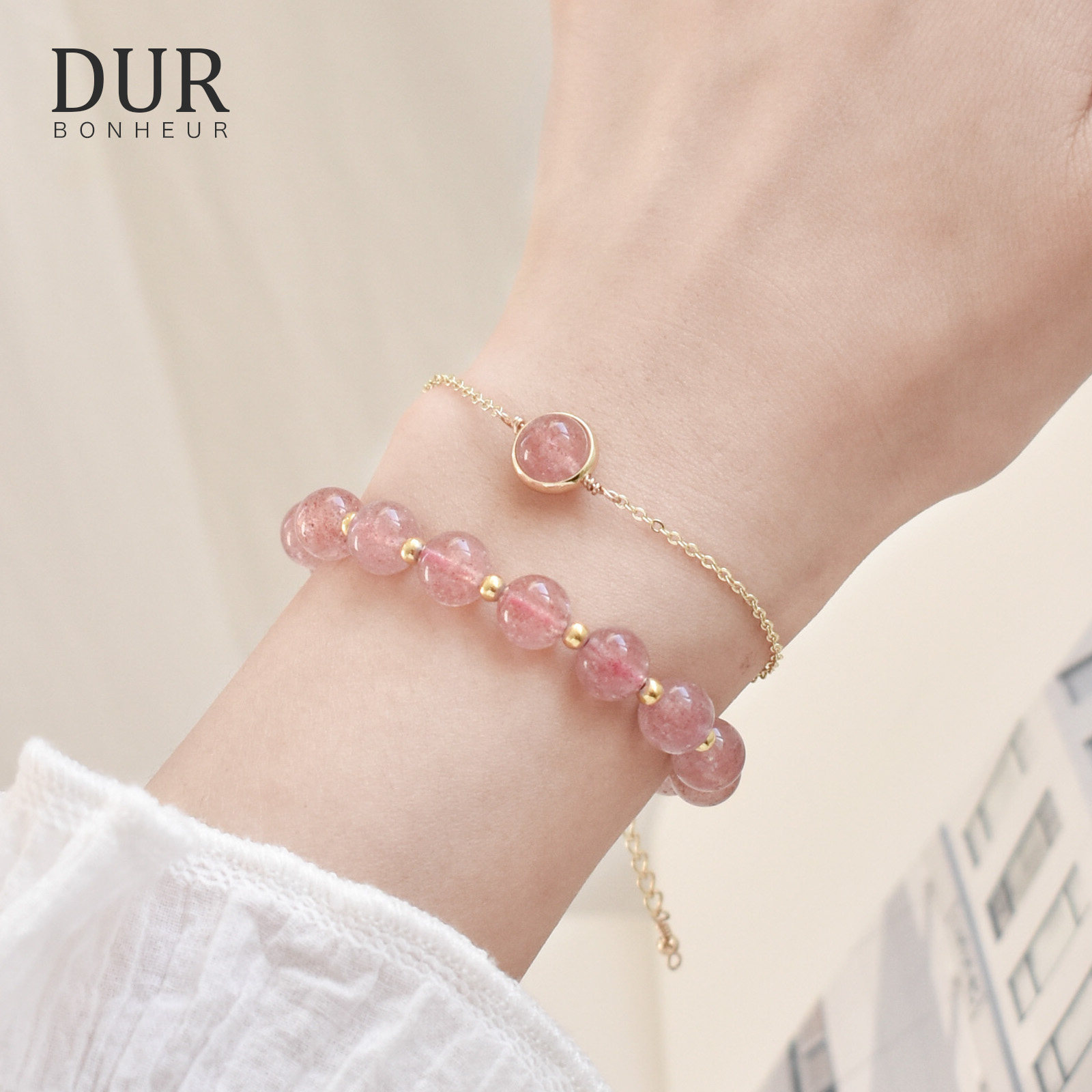 冰种草莓手链女星星月ins小众设计桃花运手饰手饰