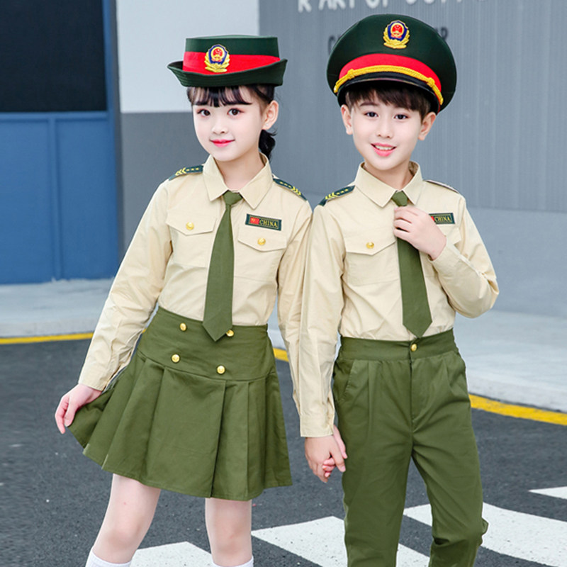 新款儿童军装演出服幼儿园男女女孩中小学生大合唱表演民族服装
