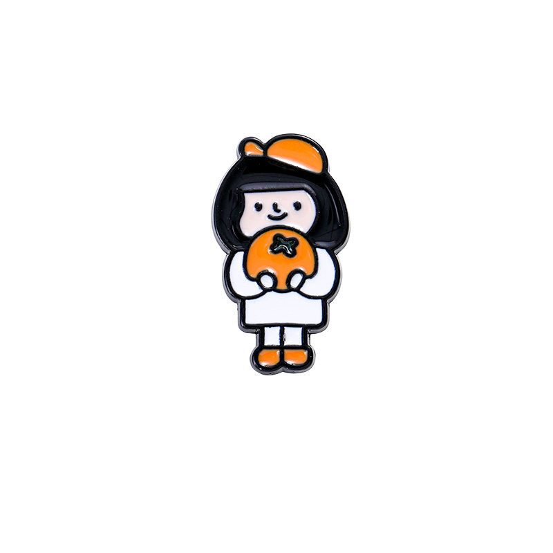 橙子胸针橘子猫咪女孩徽章可爱卡通橘子洲别针情侣配饰十周同款