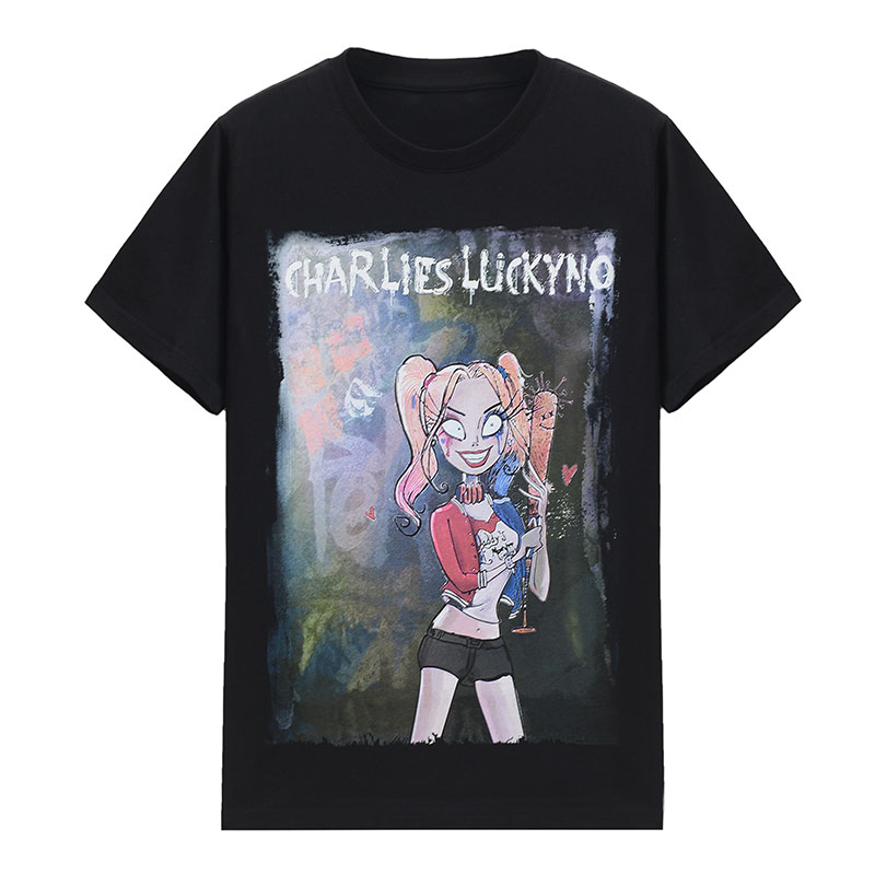 aolinps潮牌 小丑女印花T恤2022夏季潮流男女同款半袖 情侣装上衣