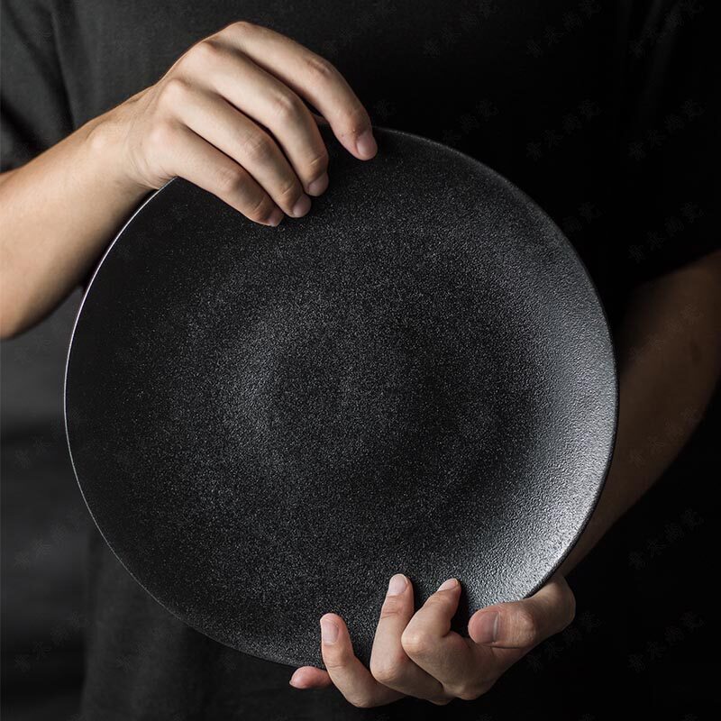 餐盘创意黑色牛排盘子西餐家用日式餐具磨砂盘