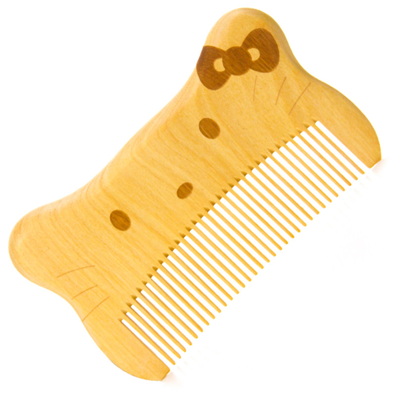 且梳儿童木梳可爱猫宝宝梳天然黄金檀木男女童梳头防静电护发梳子