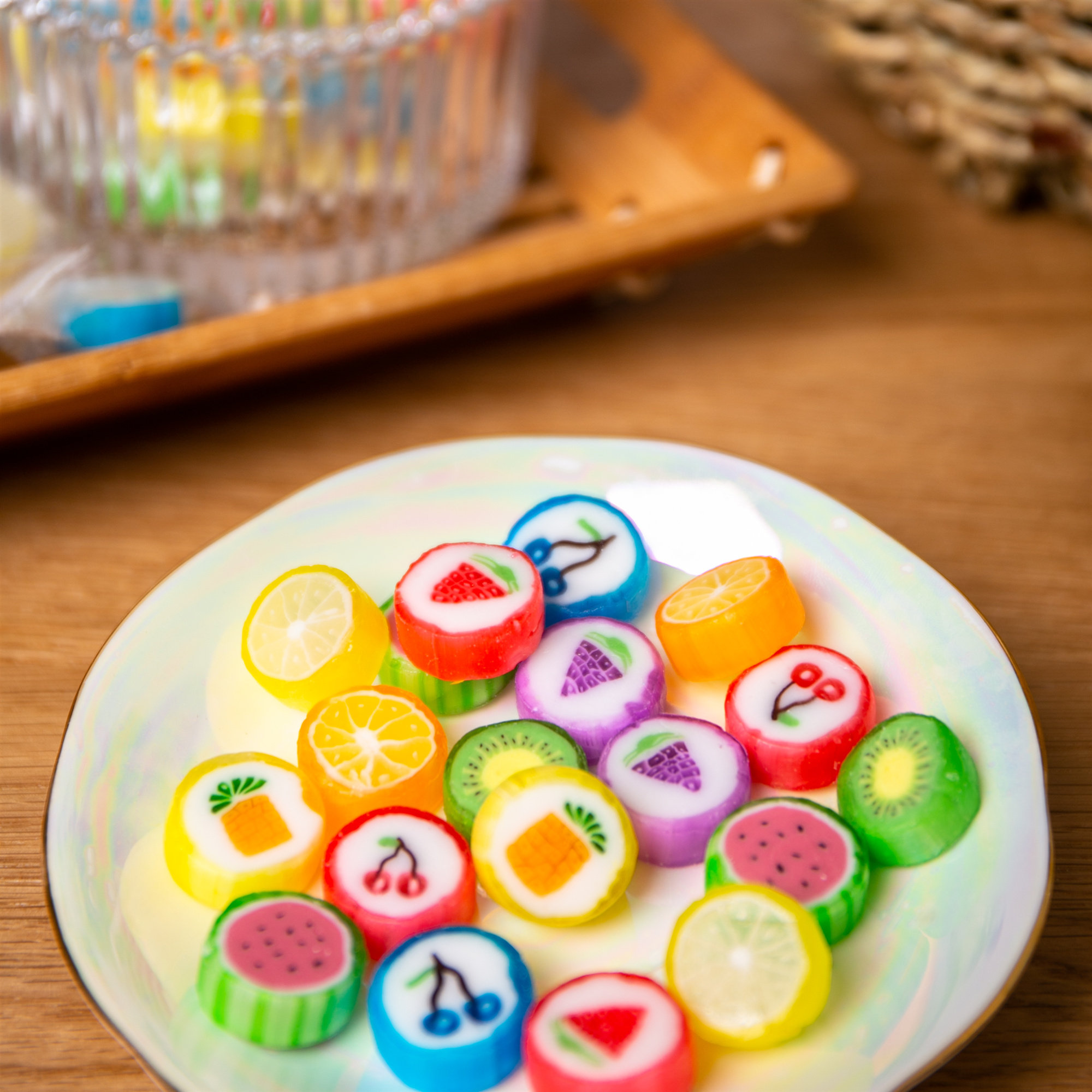 圣诞节网红水果图案切片散装装小零食儿童礼物传统糖果