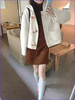 Weisong Horn Button Woolen Coat Women's 2023 Autumn and Winter New Style Korean Loose Casual Versatile Short Woolen Coat