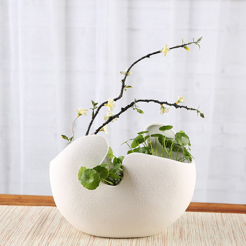 剑山中式插花陶瓷禅意盆景客厅摆件大号创意花盆