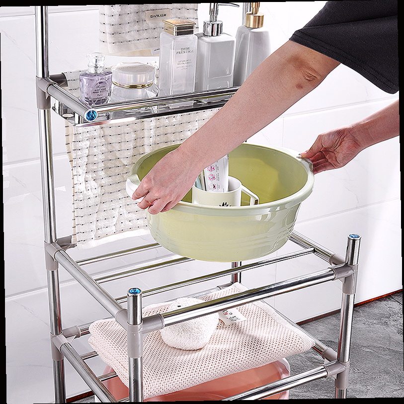 加厚加粗不锈钢洗脸盆脸盆架浴室卫生间置物架落地多层浴室角架