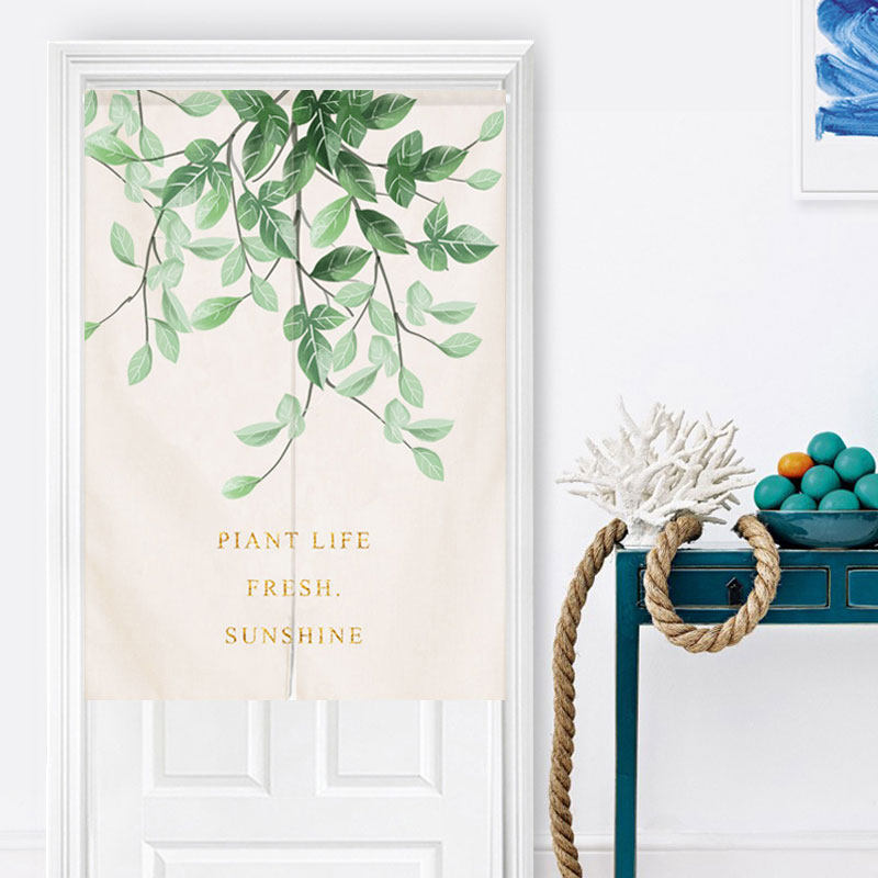北欧绿植布艺门帘家用卧室隔断厨房门帘