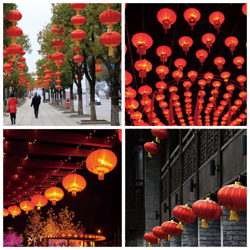 大红灯笼装饰户外防水广告灯笼茶楼酒店福字印字绸缎植绒新年灯笼