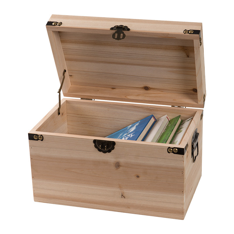 复古古木箱子带锁实木收纳储物箱做旧民宿装饰收纳箱