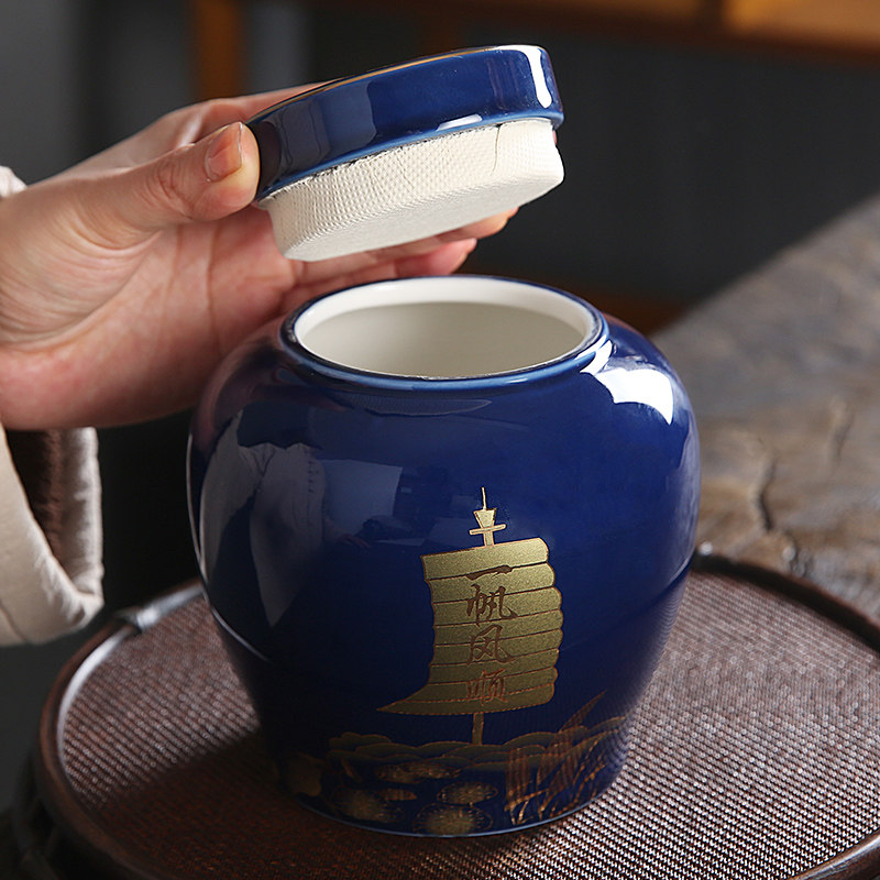 茶叶罐陶瓷密封罐双罐礼盒装防潮中号存储罐放茶叶的小瓷罐茶罐子