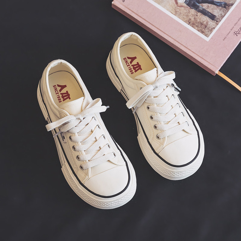 人本帆布布鞋2022夏秋新款大头休闲鞋厚底百搭帆布鞋