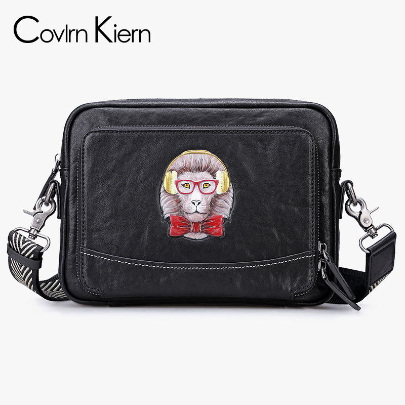 CovlrnKiern真皮单肩包男2021新款牛皮男士包包单肩斜挎男包ck449