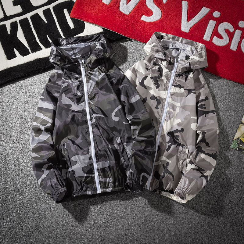 男士防晒衣轻薄透气冰丝迷彩夏季超薄外套宽松潮牌大码潮流冲锋衣