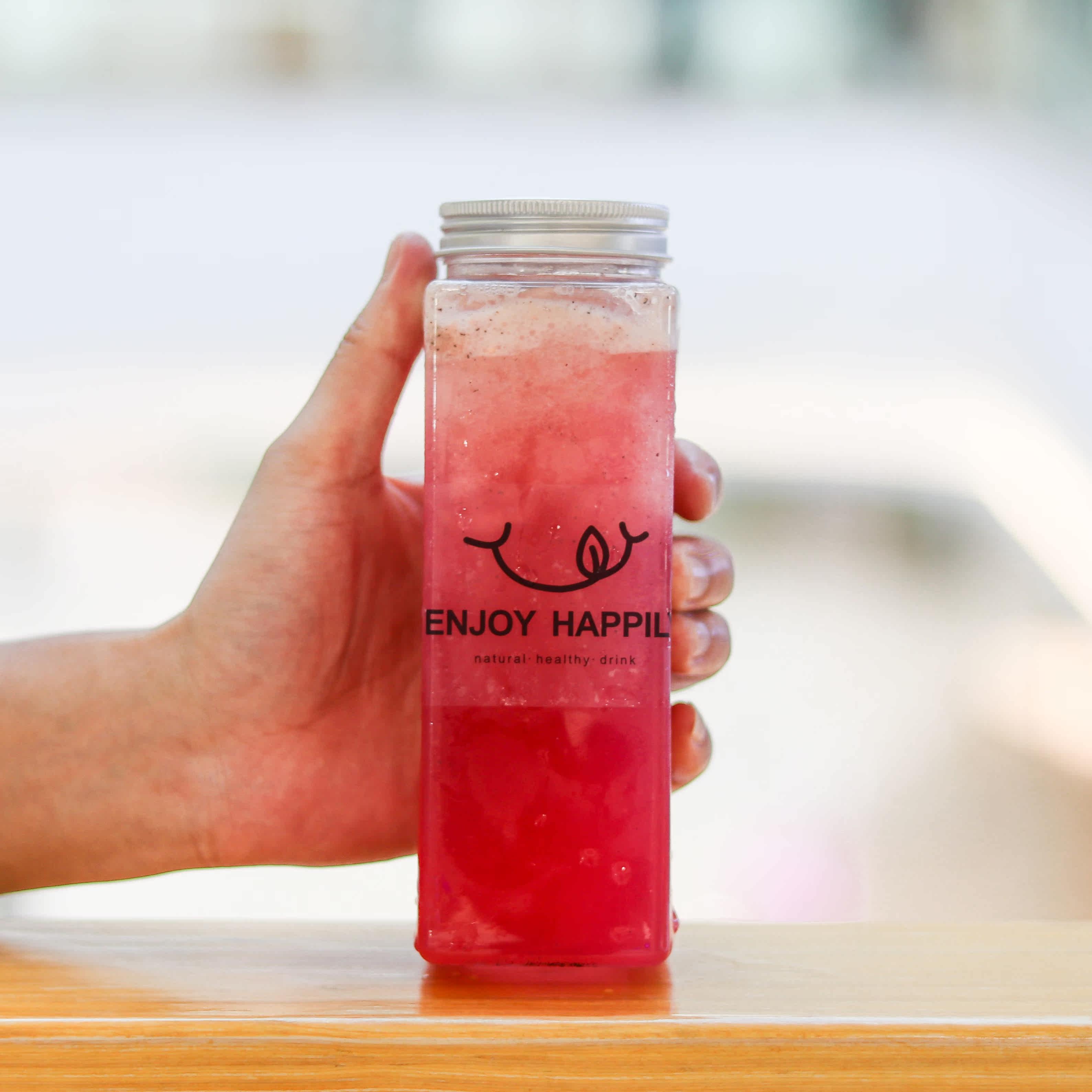 奶茶杯子一次性带盖pet塑料瓶500ml方型外卖饮料塑杯