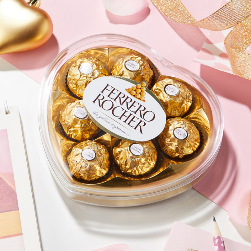 礼盒盒装费列罗rocher榛果巧克力8粒心形婚庆中秋果仁巧克力