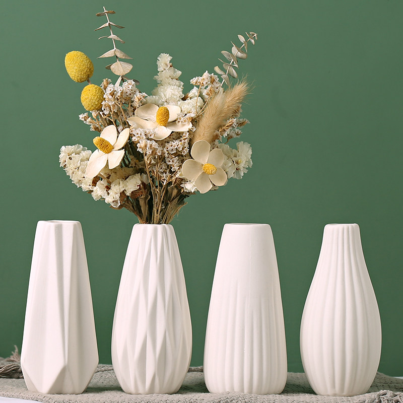 白色简约大花瓶陶瓷水养北欧现代创意家居客厅干花花瓶