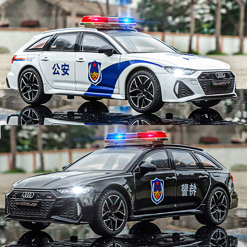 警车大号儿童玩具奥迪rs6合金车模模型摆件合金车