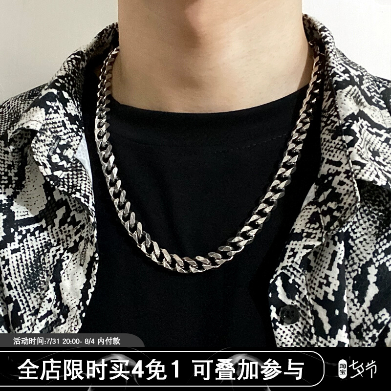 欧美古巴链子项链hiphop男女潮流ins嘻哈夸张钛钢不掉色高街粗款